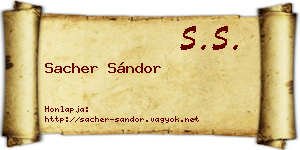 Sacher Sándor névjegykártya