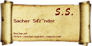 Sacher Sándor névjegykártya